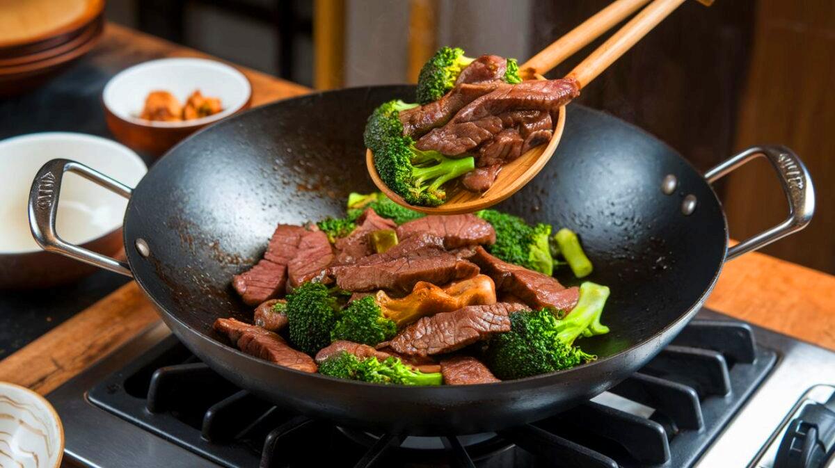 Recette traditionnelle chinoise : Bœuf sauté au brocoli au wok