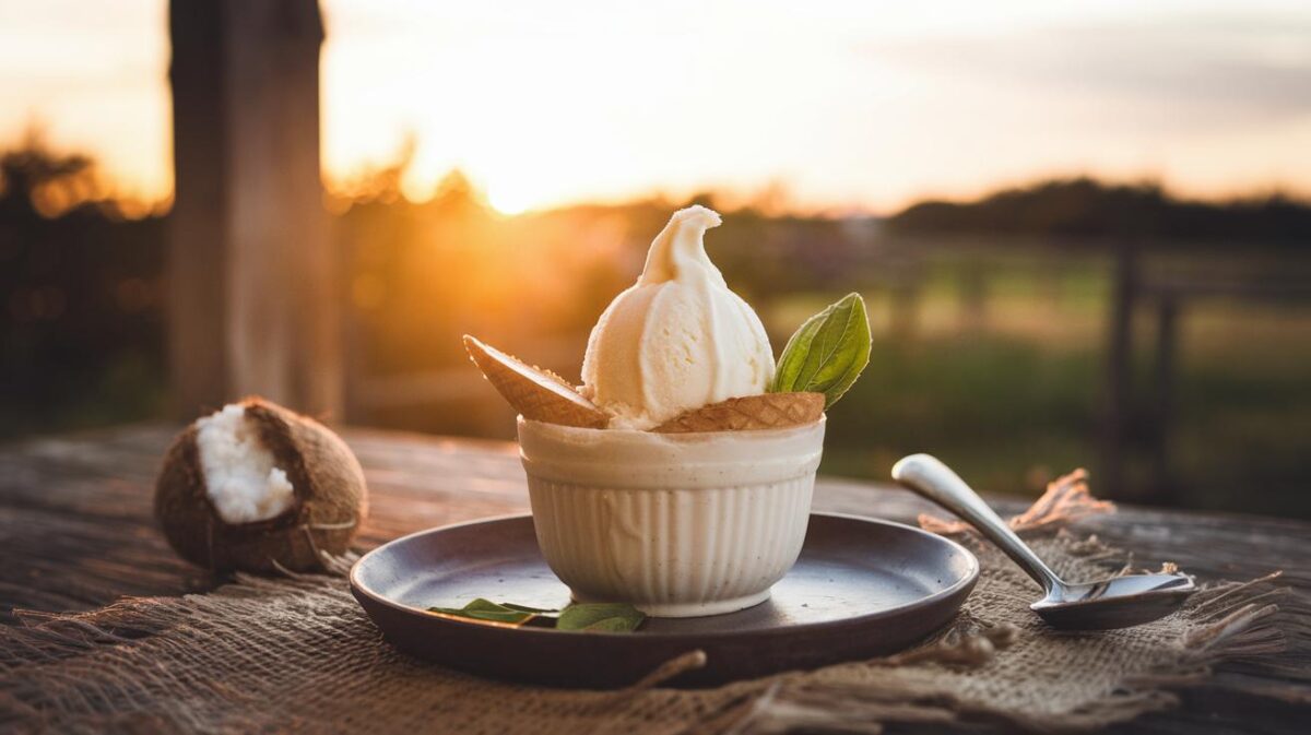 Souvenir d'été : glace à la noix de coco végétalienne, rafraîchissement assuré