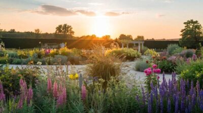 un jardin français authentique avec des fleurs qui poussent naturellement