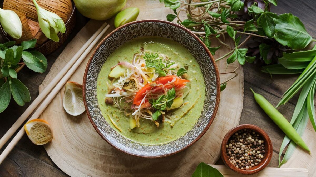 Voyage sensoriel : curry vert végétalien, l'Asie dans votre assiette