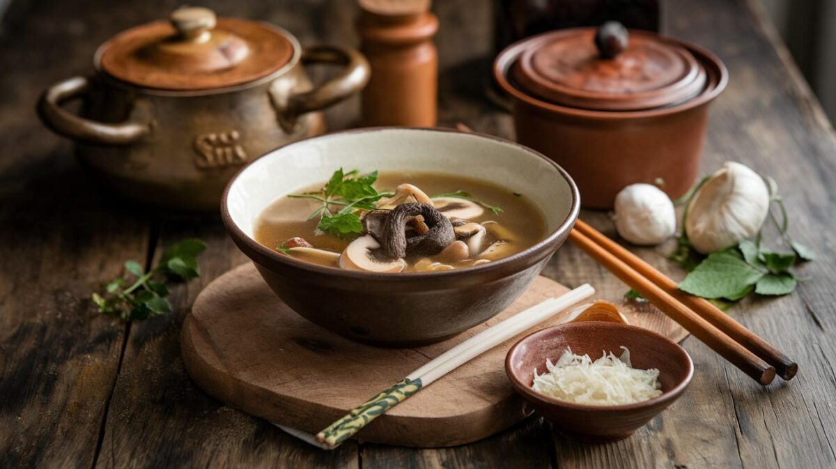 Bouillon asiatique au shiitake de tous les records, une infusion de saveurs délicates et profondes