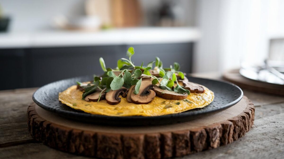 Brunch innovant : omelette végétalienne aux champignons et fines herbes