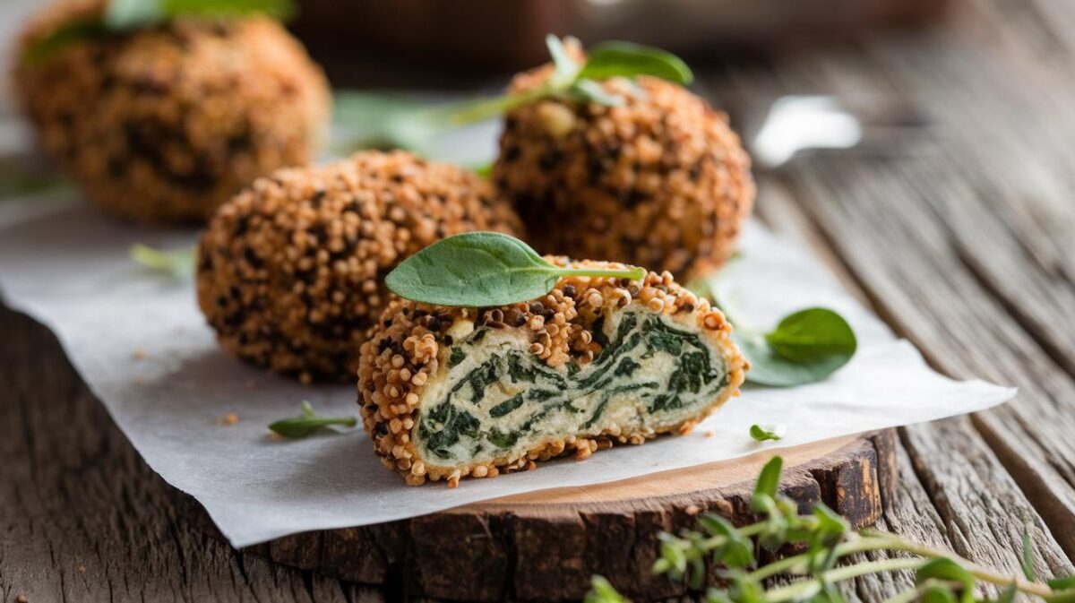 Croquettes de quinoa et épinards de tous les records, croustillantes à l'extérieur, tendres à l'intérieur