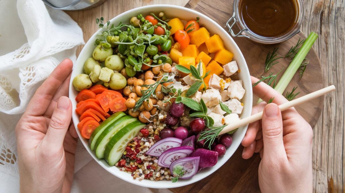 Cuisine créative : bouddha bowl végétalien d'hiver, harmonie de saveurs