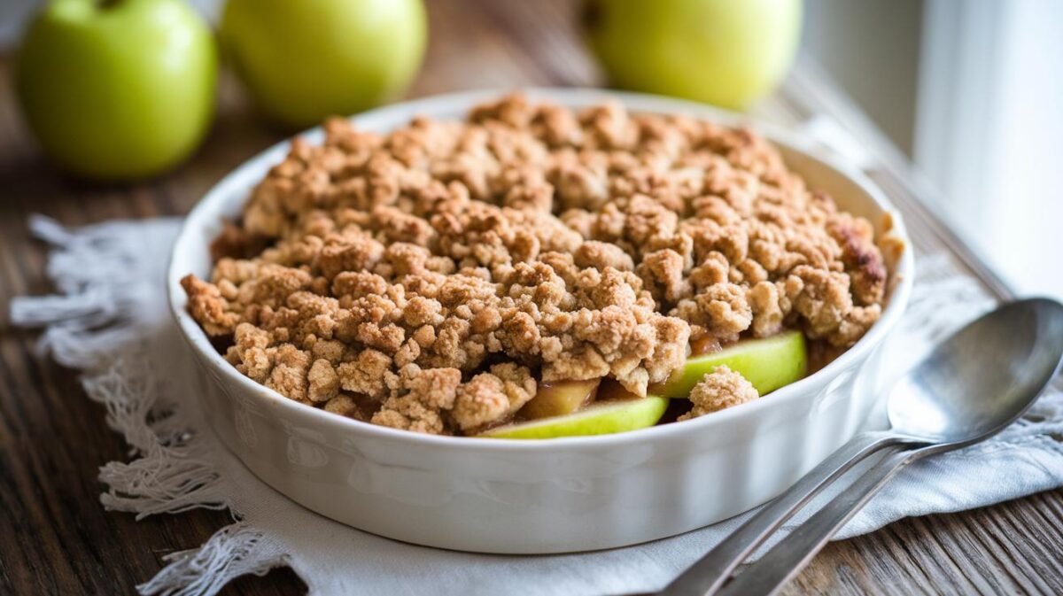 Découverte sucrée : crumble aux pommes végétalien, un classique revisité