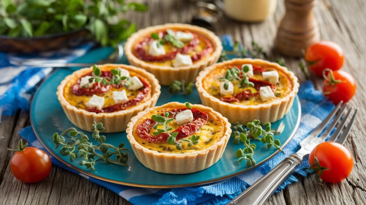 Découvrez comment ces mini quiches tomates confites, feta et herbes de Provence vont égayer vos papilles et vos tables