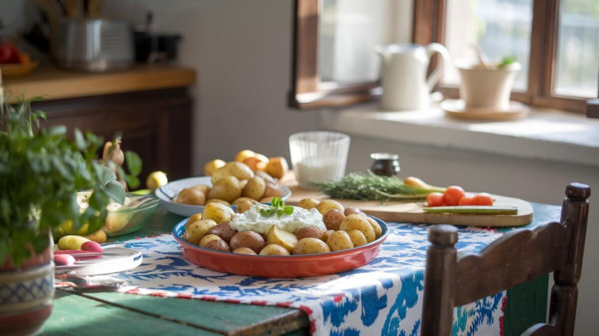 Découvrez comment égayer votre dimanche avec une recette rapide et délicieuse : pommes de terre au tzatziki