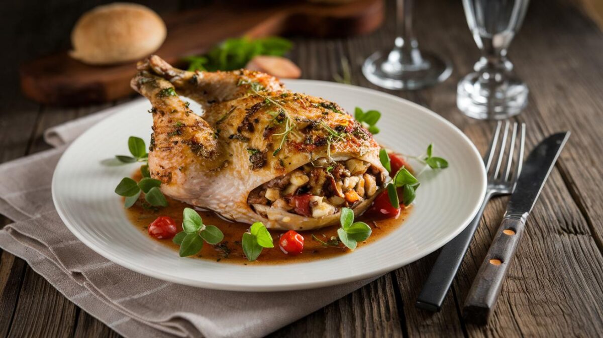 Découvrez comment épater vos convives avec un poulet farci à l'italienne, un plat simple mais chic