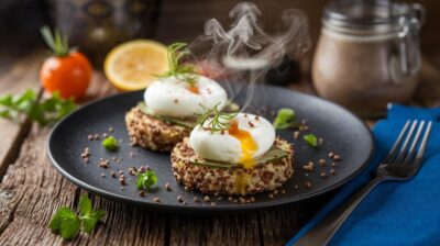 Découvrez comment préparer des galettes de quinoa croquantes avec des œufs pochés pour ravir vos papilles