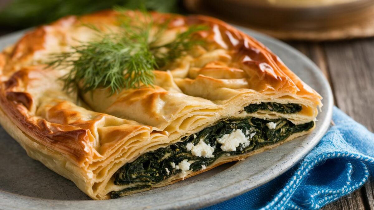 Découvrez comment préparer une authentique spanakopita grecque - Tourte aux épinards et feta qui ravira vos papilles