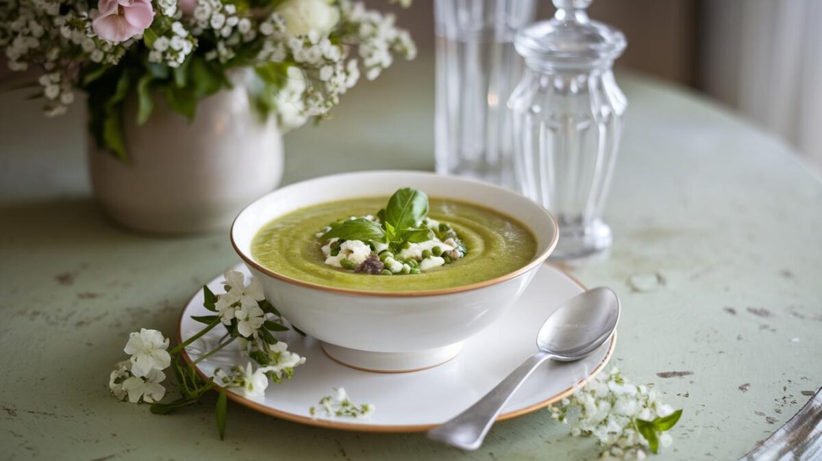 Découvrez comment rafraîchir vos soirées d'été avec ce velouté glacé de petits pois au basilic et chèvre