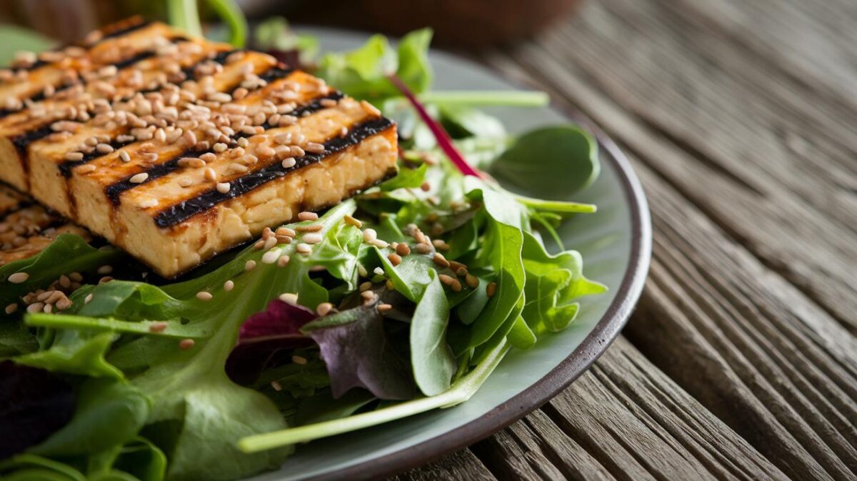 Découvrez comment ravir vos papilles avec une salade de tofu grillé au sésame, simple et économique