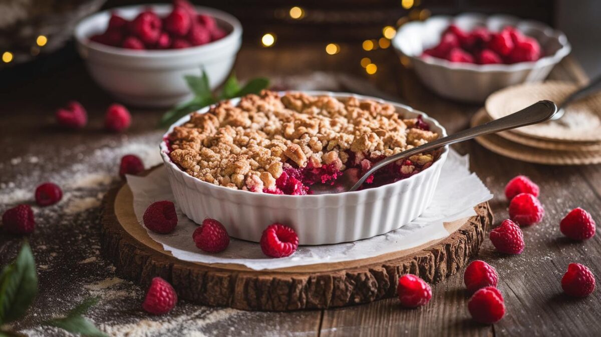 Découvrez comment réaliser un crumble aux framboises qui ravira vos papilles et vos convives