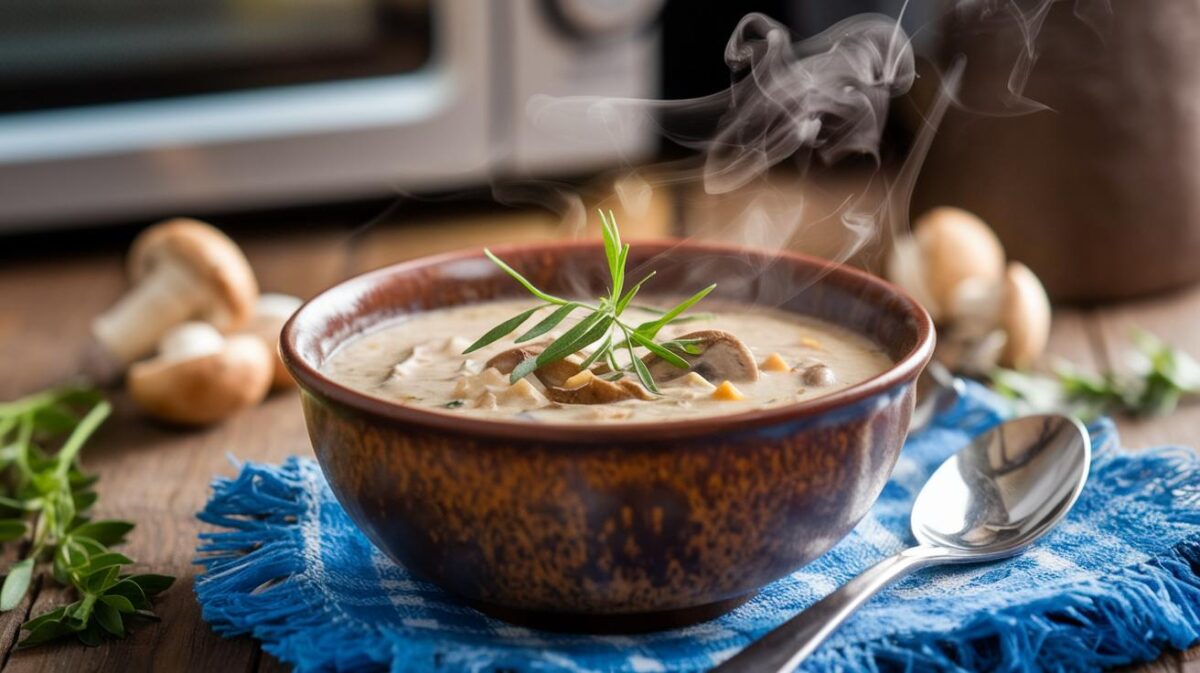 Découvrez comment réaliser un onctueux velouté de champignons au micro-ondes, une recette rapide et délicieuse