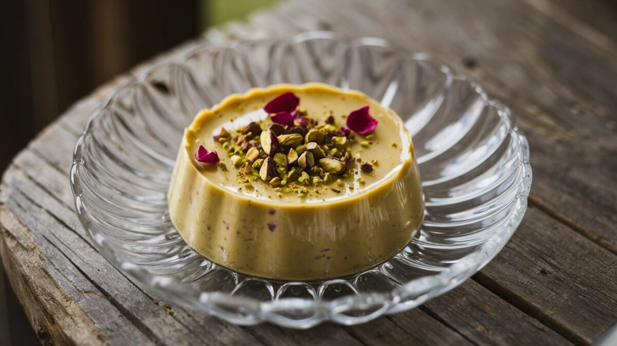 Découvrez comment réaliser une panna cotta pistache et rose, une recette simple qui éveillera vos papilles