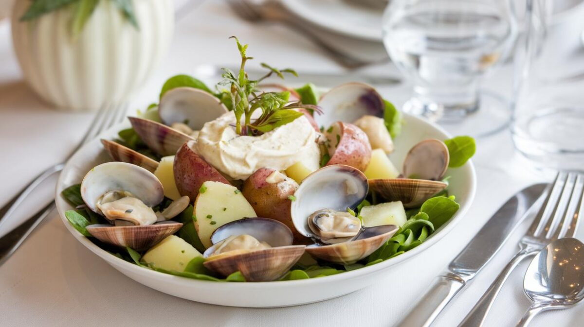 Découvrez comment réaliser une salade de coques, pommes de terre et crème citronnée, une explosion de saveurs en bouche