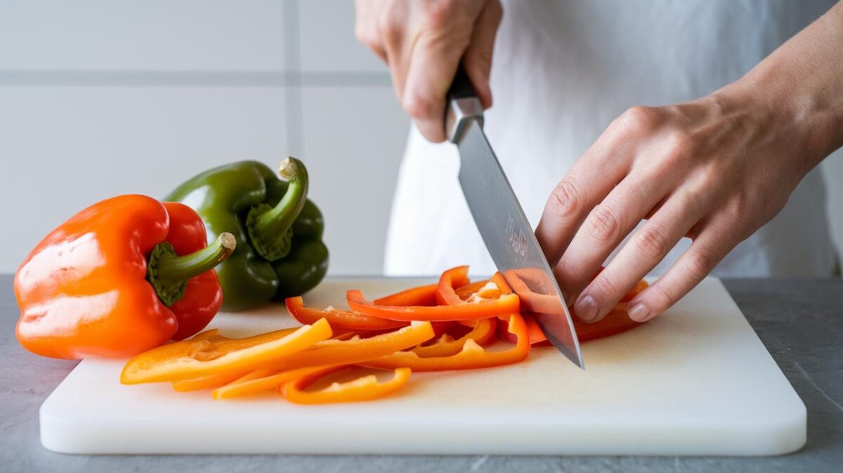 Découvrez la méthode infaillible pour couper vos poivrons en lanières parfaites en moins d'une minute