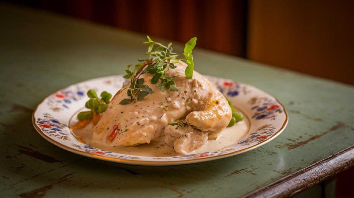 Découvrez la recette ancestrale du poulet à la crème façon Mère Blanc, un plat qui régalera votre palais