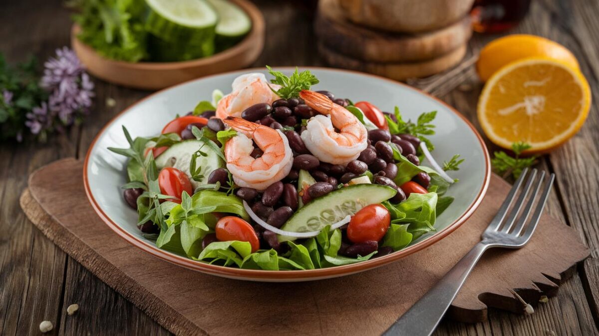 Découvrez la salade haricots noirs, crevettes et concombre : une explosion de saveurs pour vos papilles