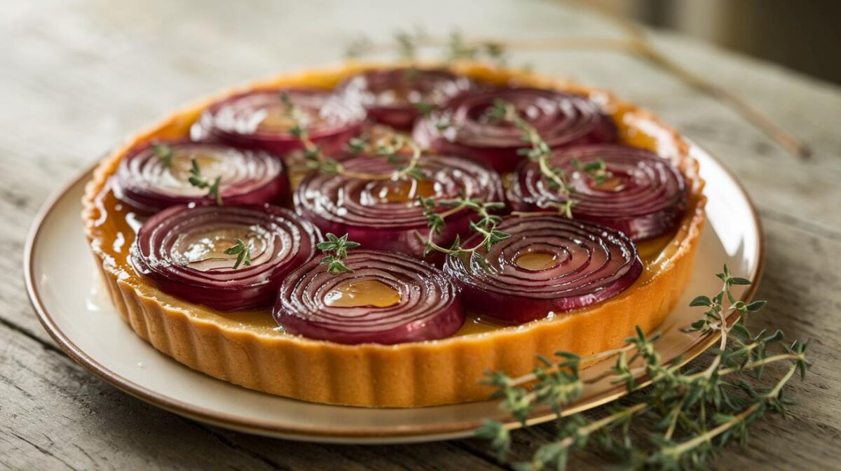 Découvrez la tarte tatin aux oignons rouges : une recette de chef enrichie de miel et thym