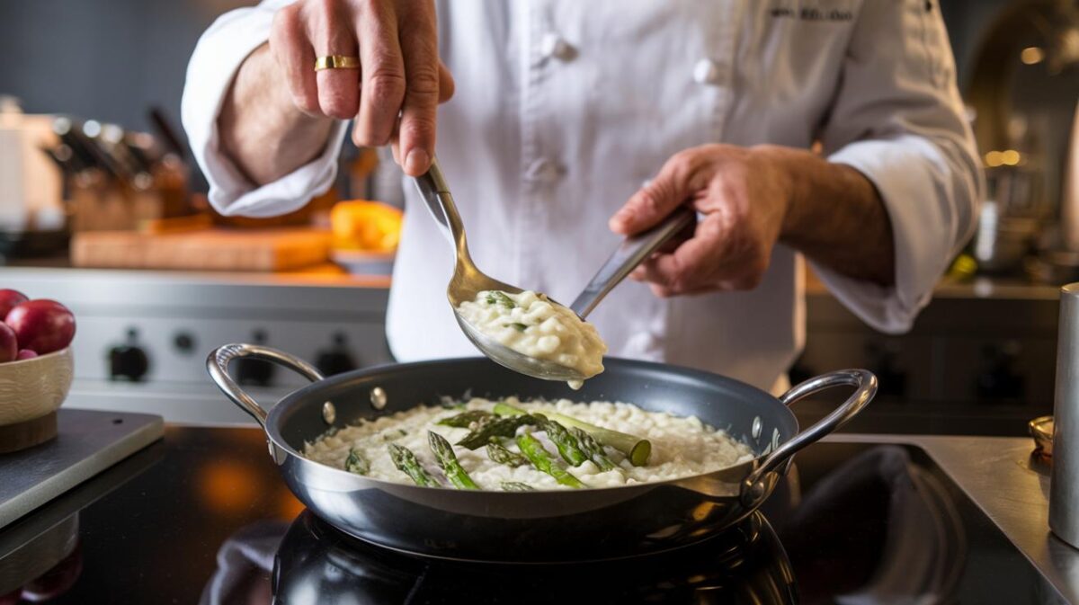 Découvrez le secret de Cyril Lignac pour un risotto aux asperges qui ravira vos papilles