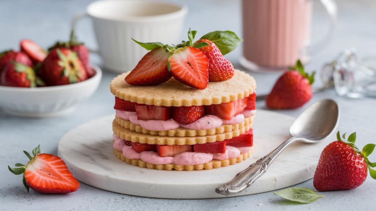 Découvrez les délices des sablés bretons aux fraises, basilic et rhubarbe : une recette parfaite pour ravir vos papilles