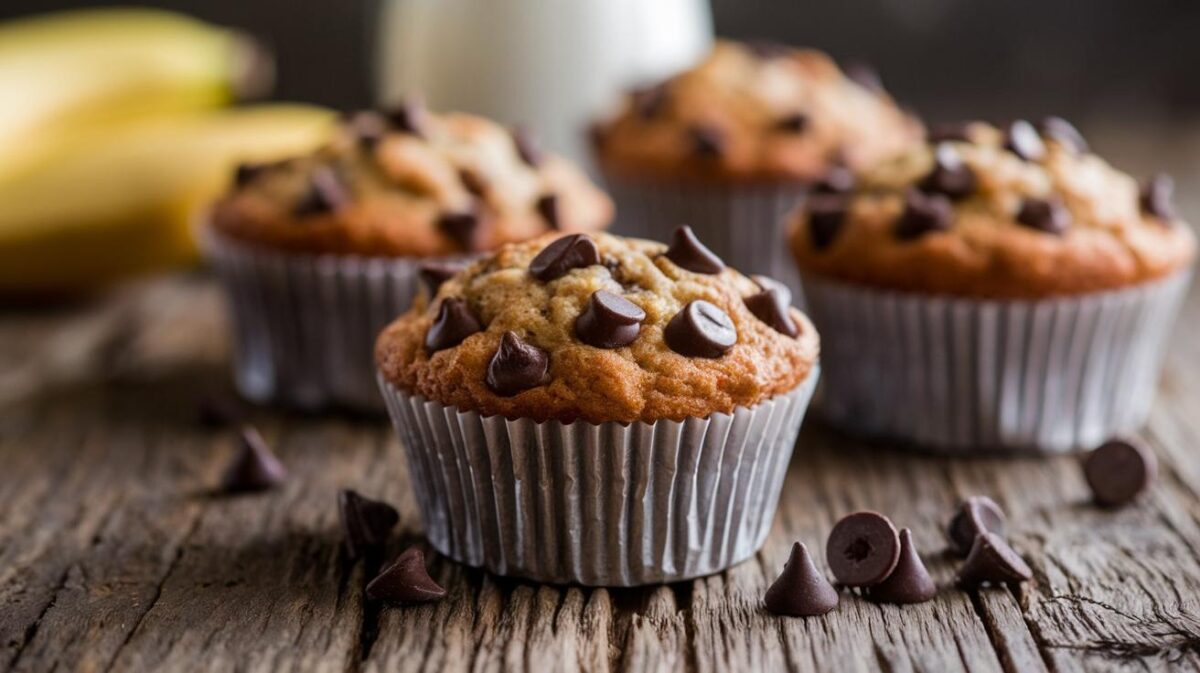 Goûter parfait : muffins végétaliens à la banane et pépites de chocolat