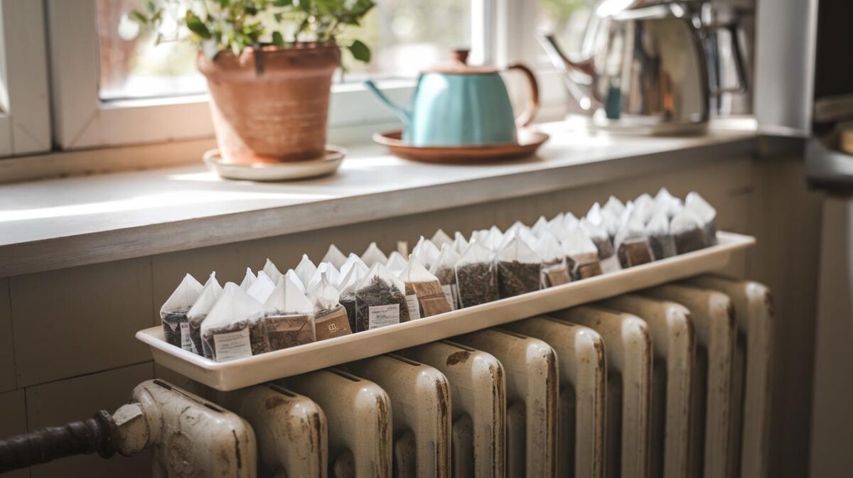 Les sachets de thé sur le radiateur : découvrez les astuces insoupçonnées pour un intérieur frais et économique