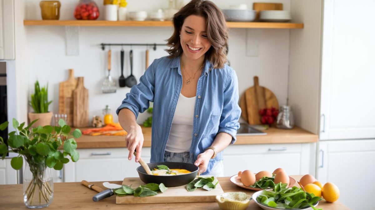 Les secrets pour préparer un repas sain et rapide avec des œufs, épinards et feta en seulement 15 minutes