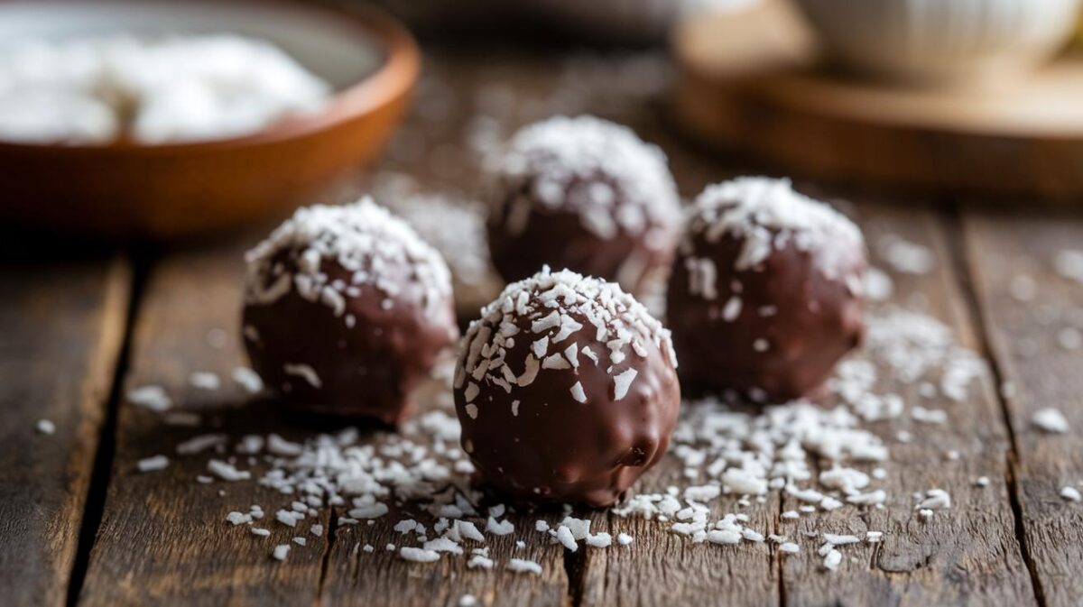 Petits délices : recette de truffes au chocolat végétaliennes et noix de coco