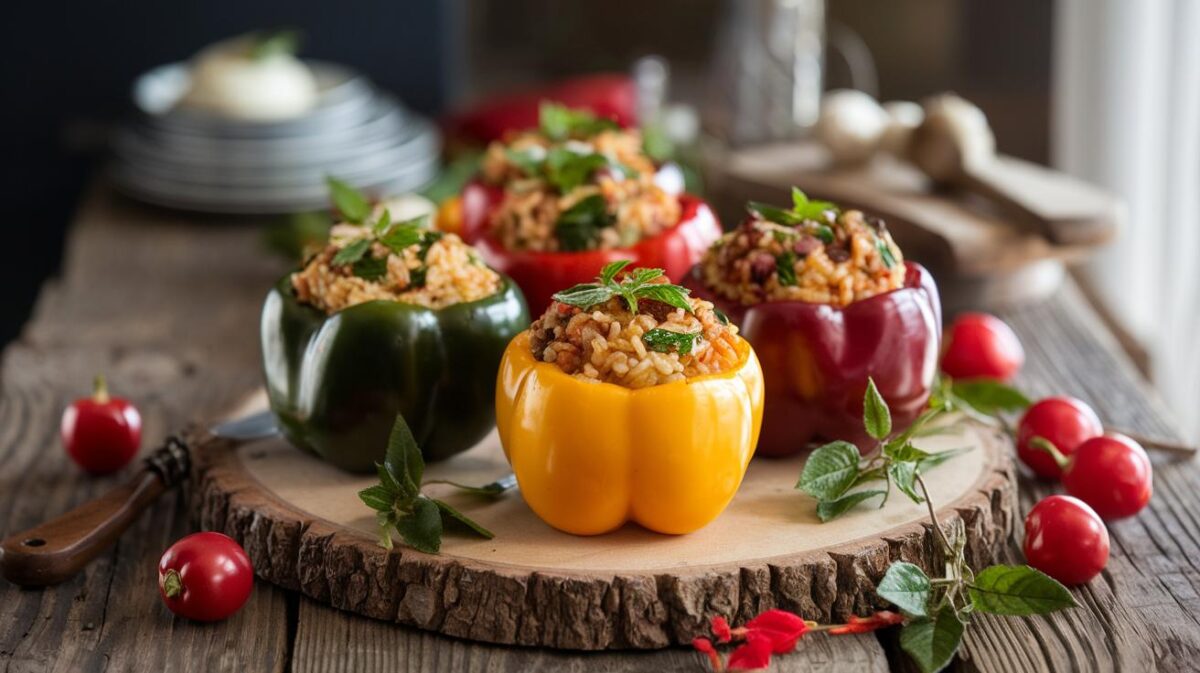 Poivrons farcis au riz et herbes de tous les records, la perfection farcie dans chaque poivron