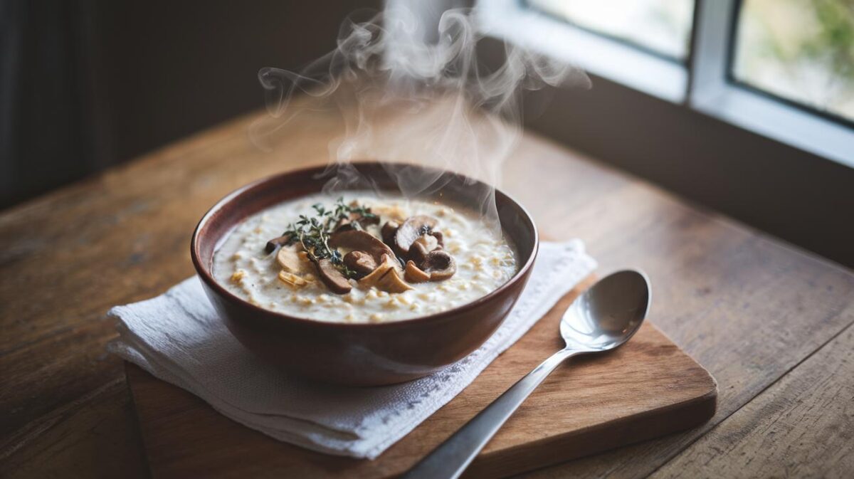 Porridge salé aux champignons et thym de tous les records, un petit-déjeuner révolutionnaire