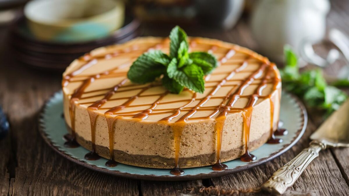 Pure gourmandise : cheesecake végétalien au caramel salé, sans cuisson