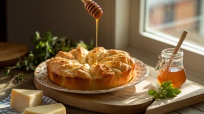 Redécouvrez le chausson au Saint-Marcellin et sa vinaigrette au miel, un délice croustillant et fondant