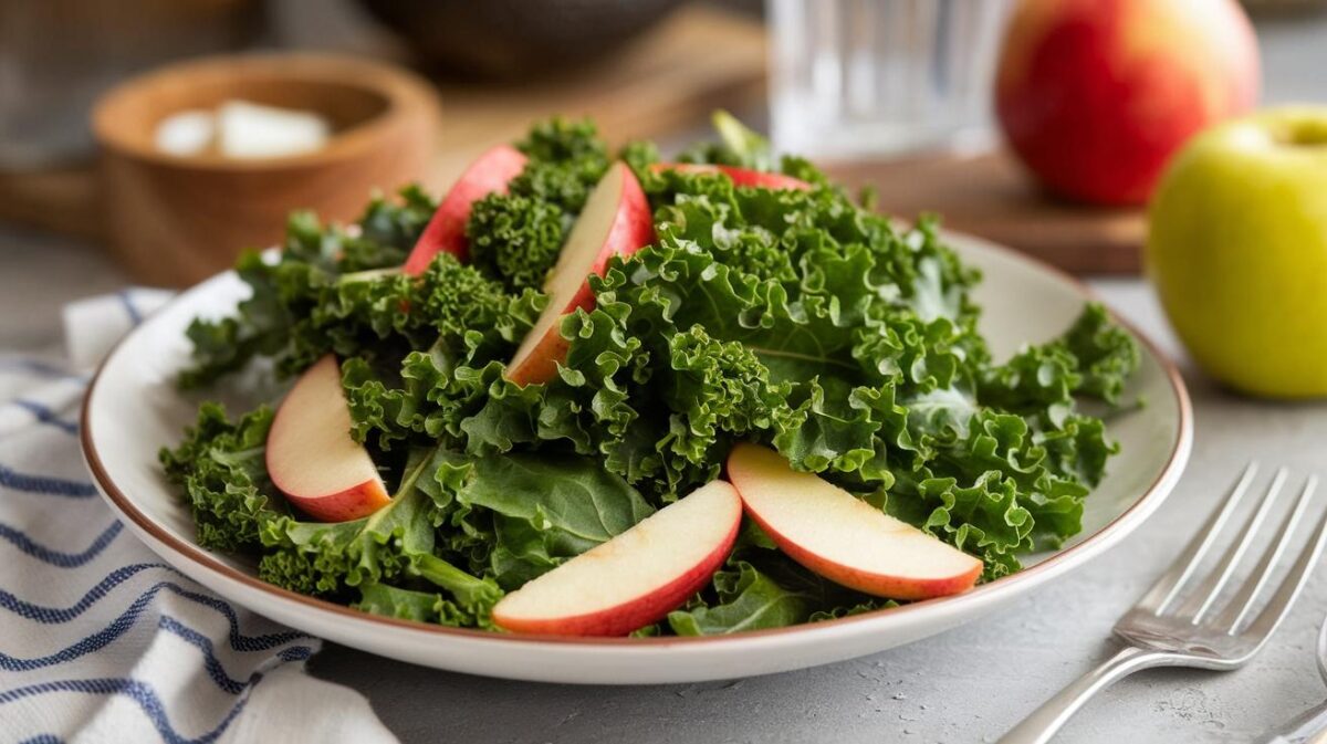 Salade de chou kale et pomme de tous les records, croquante et fraîche à chaque bouchée