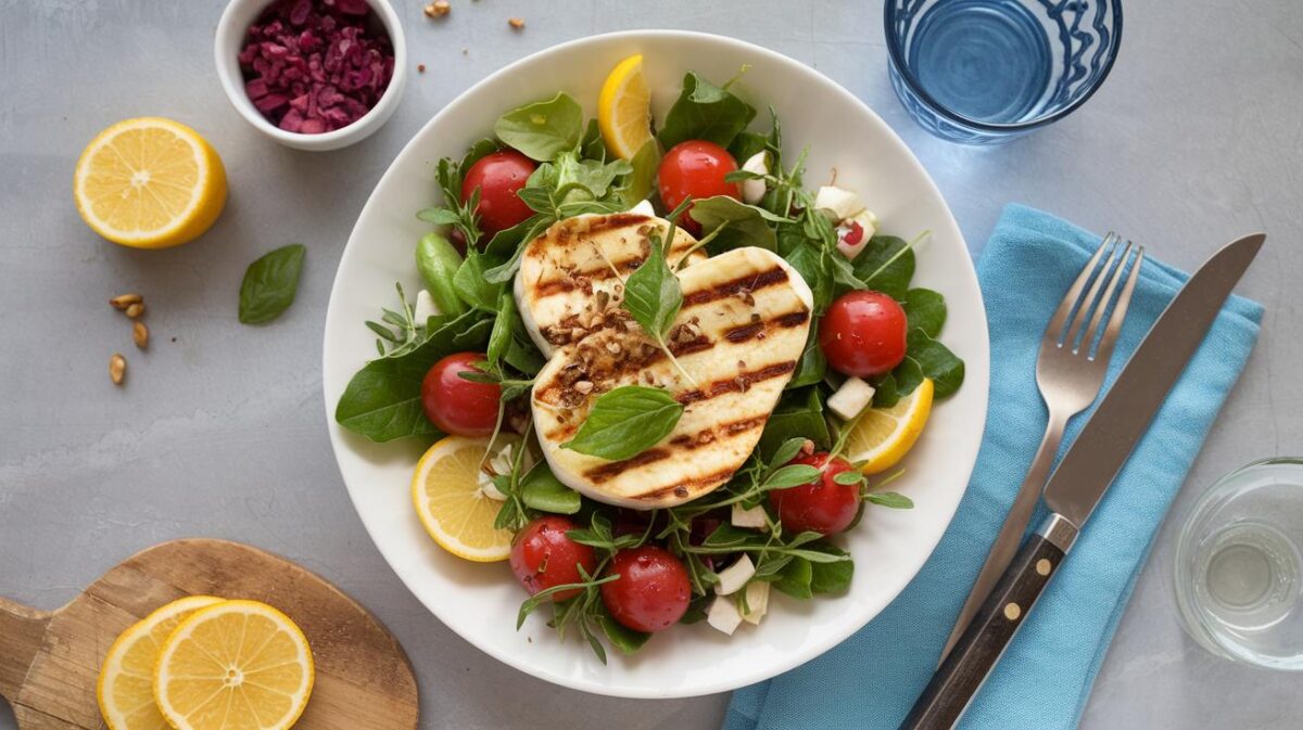 Salade perse revisitée avec halloumi grillé : un délice simple et rapide à préparer