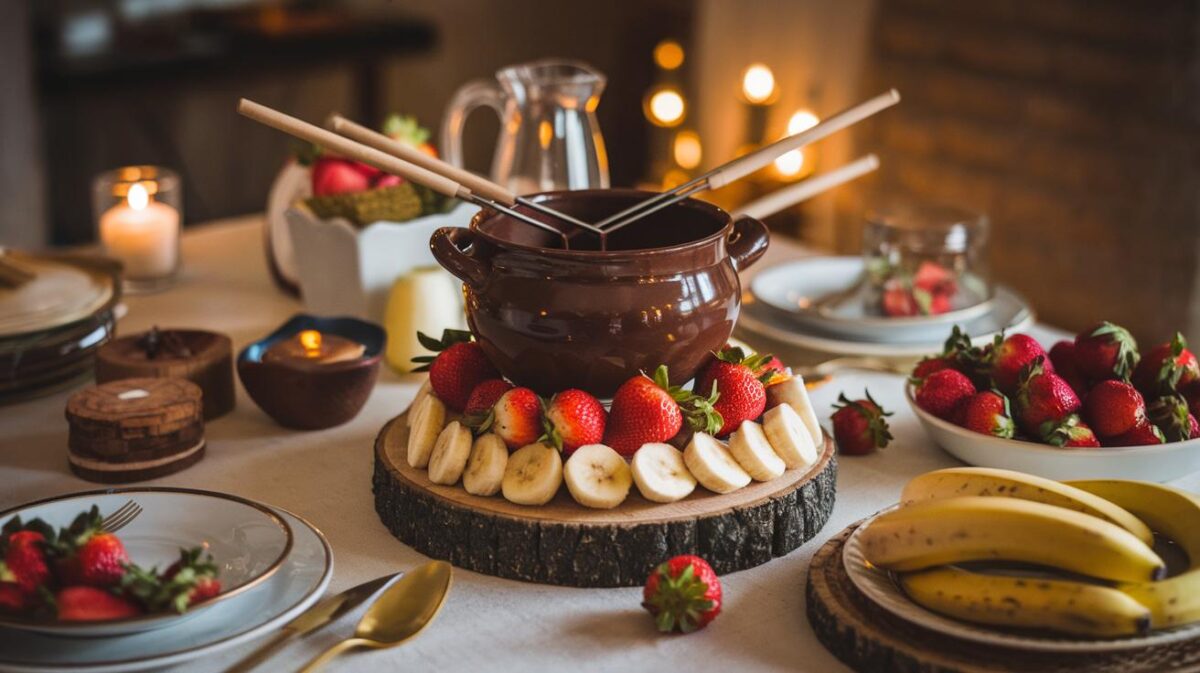 Soirée gourmande : fondue végétalienne au chocolat et fruits frais