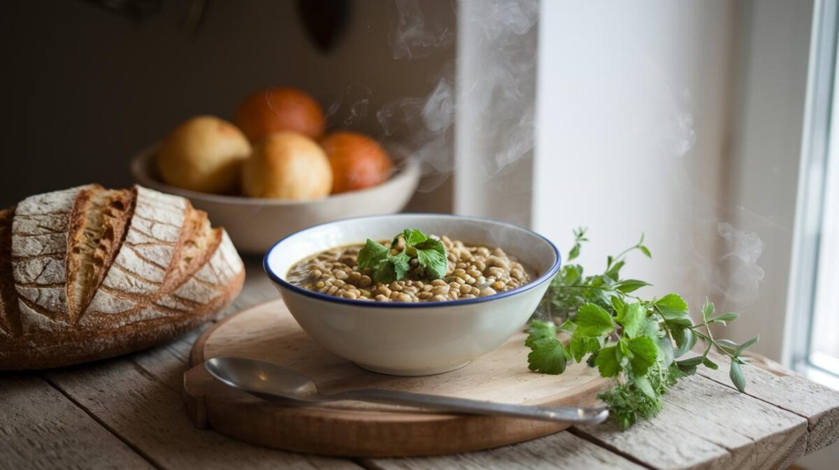 Un chili de lentilles vertes de tous les records réconfortant et riche en protéines