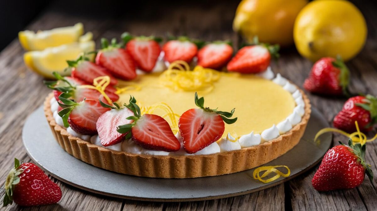 Vous ne résisterez pas à cette tarte au citron et fraises, un chef-d'œuvre culinaire à découvrir absolument